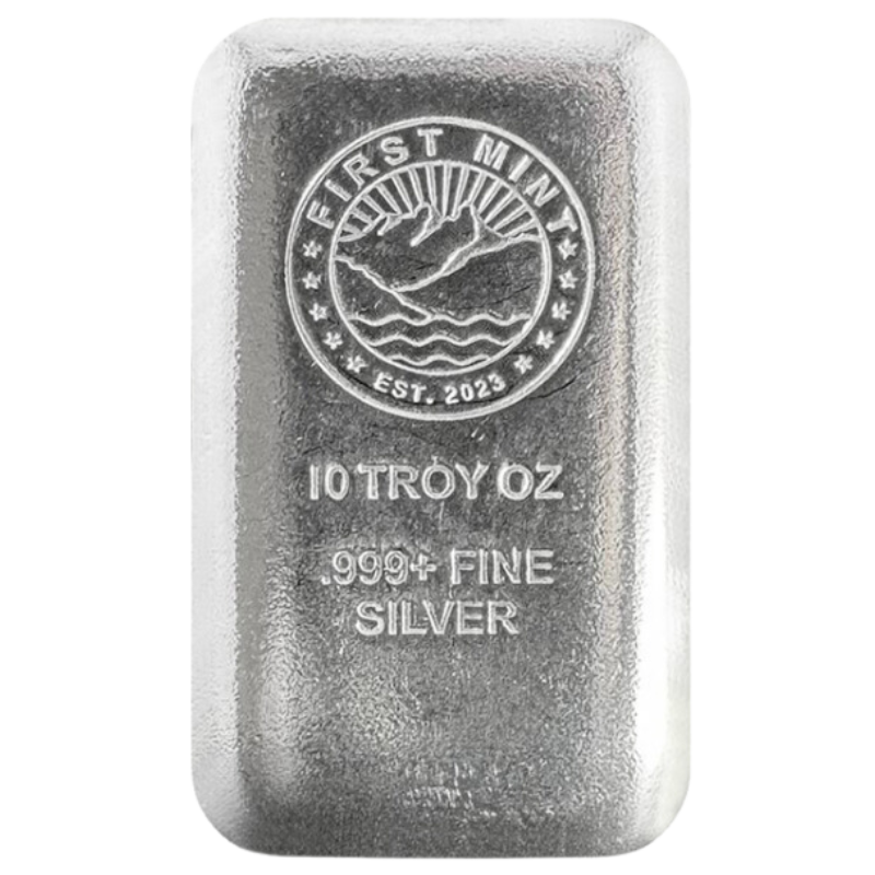 10 oz First Mint Cast Silver Bar